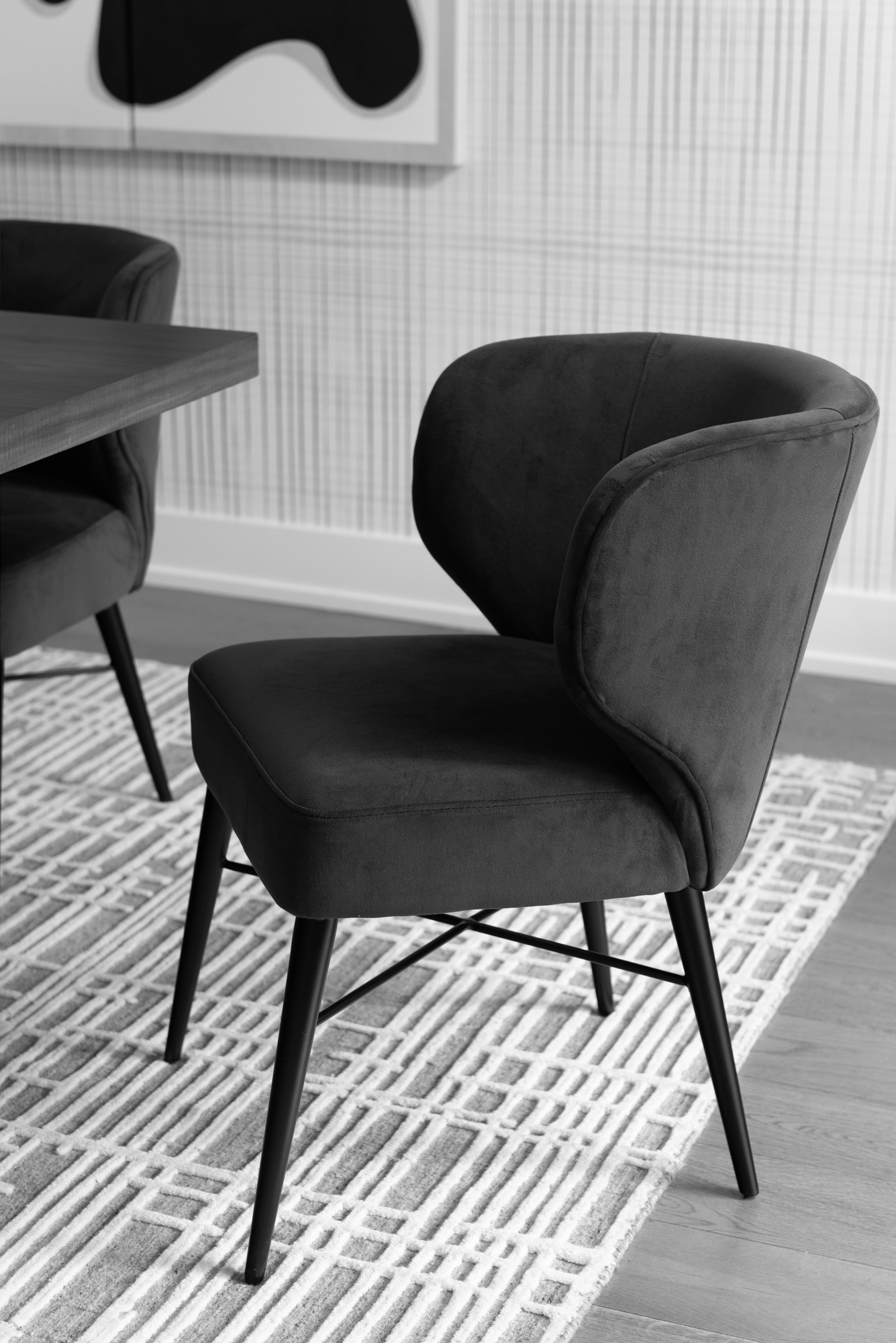 gray velvet dining chair